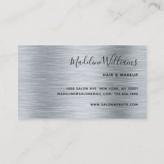 Elegant Monogram Silver Black Modern Script Name Visitekaartje (Achterkant)