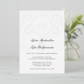 Elegant Monogram Silver Black Wedding Folie Uitnodiging (Staand Voorkant)