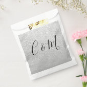 Elegant Monogram Silver Glitter Wedding Bedankzakje (Gezegeld)