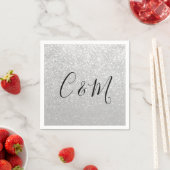 Elegant Monogram Silver Glitter Wedding Napkins Servet (Insitu)