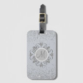 Elegant Monogram Silver Glittery Gem Bagagelabel (Voorkant (verticaal))