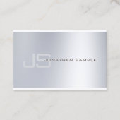 Elegant monogram Silver-look minimalistisch ontwer Visitekaartje (Voorkant)