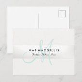 Elegant Monogram Silver Stripe Briefkaart (Voorkant / Achterkant)