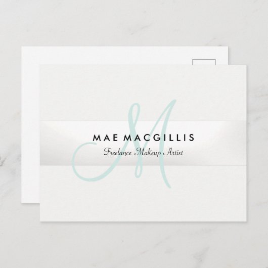 Elegant Monogram Silver Stripe Briefkaart (Voorkant / Achterkant)