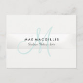 Elegant Monogram Silver Stripe Briefkaart (Voorkant)