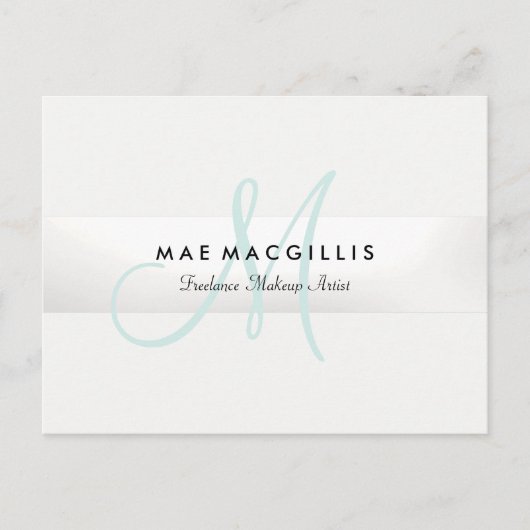 Elegant Monogram Silver Stripe Briefkaart (Voorkant)