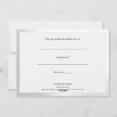 Elegant Monogram Silver Stripe Cadeaubon Feestdagenkaart (Achterkant)