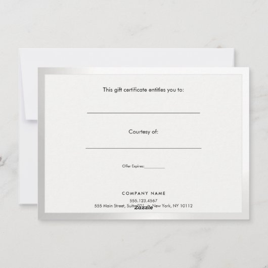 Elegant Monogram Silver Stripe Cadeaubon Feestdagenkaart (Achterkant)