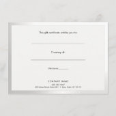 Elegant Monogram Silver Stripe Cadeaubon Menu (Achterkant)