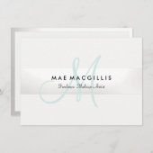 Elegant Monogram Silver Stripe Cadeaubon Menu (Voorkant / Achterkant)