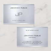 Elegant Monogram Silver ziet er uit Slank Modern P Visitekaartje (Voorkant / Achterkant)