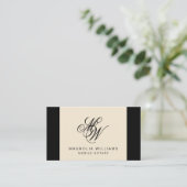 Elegant monogram Simple Black Beige mobiele notari Visitekaartje (Staand voorkant)