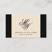 Elegant monogram Simple Black Beige mobiele notari Visitekaartje (Voorkant)