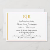 Elegant Monogram Simple Gold Wedding Kaart (Voorkant)