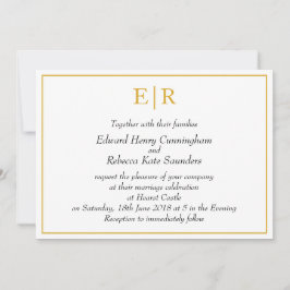 Elegant Monogram Simple Gold Wedding Kaart