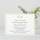 Elegant Monogram Simple Gold Wedding Kaart (Staand voorkant)