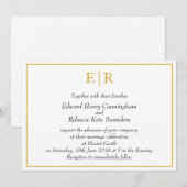 Elegant Monogram Simple Gold Wedding Kaart (Voorkant / Achterkant)