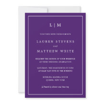 Elegant Monogram Simple Jewel Tone Paars Weddensch