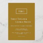 Elegant Monogram Simple Modern Classic Wedding Folie Uitnodiging (Voorkant)