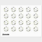 Elegant Monogram Simple White Daisy Floral Wedding Ronde Sticker (Vel)