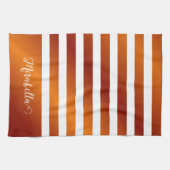 Elegant monogram Sinaasappel en witte strepen Theedoek (Horizontaal)