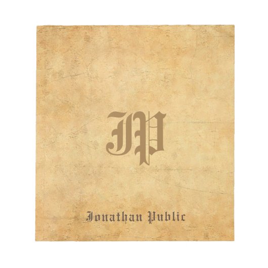 Elegant Monogram Sjabloon Handgeschreven Notitieblok (Voorkant)