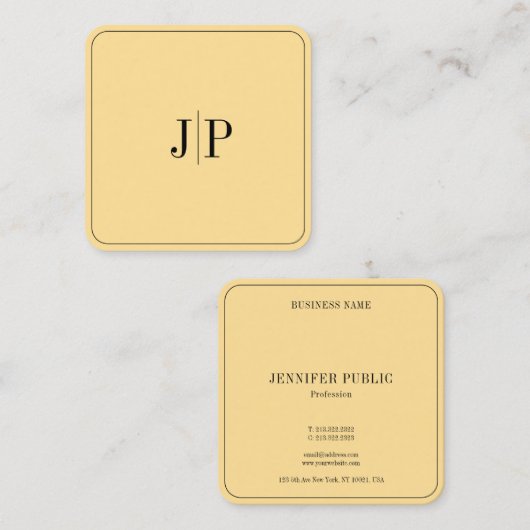 Elegant Monogram Sjabloon Luxe Glamour Gold Vierkante Visitekaartje (Voorkant / Achterkant)