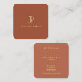 Elegant Monogram Sjabloon Luxe Premium Linnen Vierkante Visitekaartje (Voorkant / Achterkant)