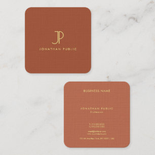 Elegant Monogram Sjabloon Luxe Premium Linnen Vierkante Visitekaartje