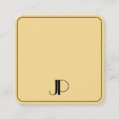 Elegant monogram Sjabloon Luxe zwart en goud Vierkante Visitekaartje (Voorkant)