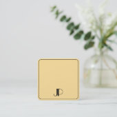 Elegant monogram Sjabloon Luxe zwart en goud Vierkante Visitekaartje (Staand voorkant)