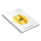 Elegant Monogram Sjabloon Metallic look Faux Gold Notitieboek (Rechterzijde)