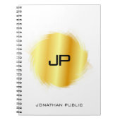 Elegant Monogram Sjabloon Metallic look Faux Gold Notitieboek (Voorkant)