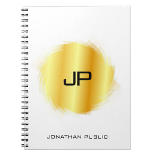 Elegant Monogram Sjabloon Metallic look Faux Gold Notitieboek