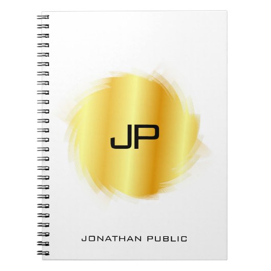 Elegant Monogram Sjabloon Metallic look Faux Gold Notitieboek (Voorkant)