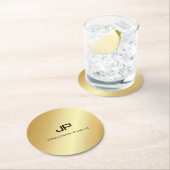 Elegant Monogram Sjabloon Modern Faux Gold Ronde Kartonnen Onderzetter (Insitu)