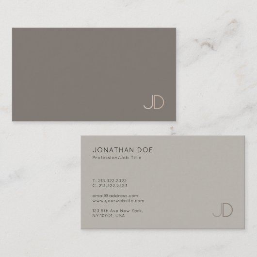 Elegant Monogram Sjabloon Modern Verfijnd Visitekaartje (Voorkant / Achterkant)