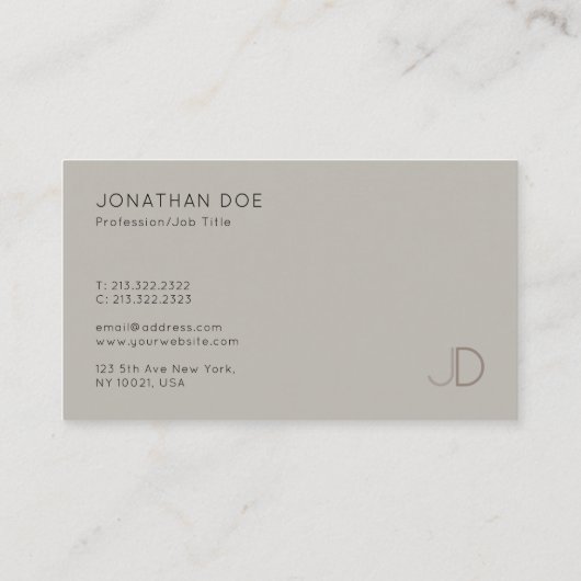 Elegant Monogram Sjabloon Modern Verfijnd Visitekaartje (Achterkant)