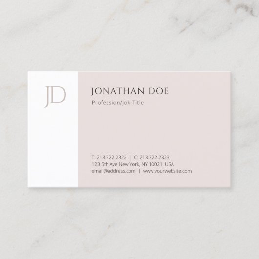 Elegant monogram Sjabloon Moderne Eenvoudige afbee Visitekaartje (Voorkant)