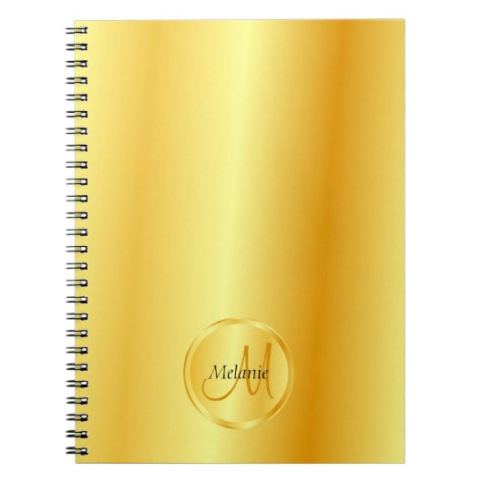 Elegant Monogram Sjabloon voor Eigen Gold Kijk Notitieboek (Voorkant)