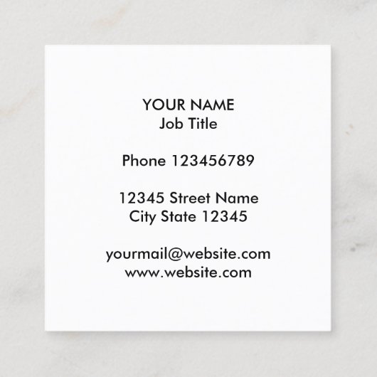 Elegant monogram sjabloon witte marmer vierkante visitekaartje (Achterkant)