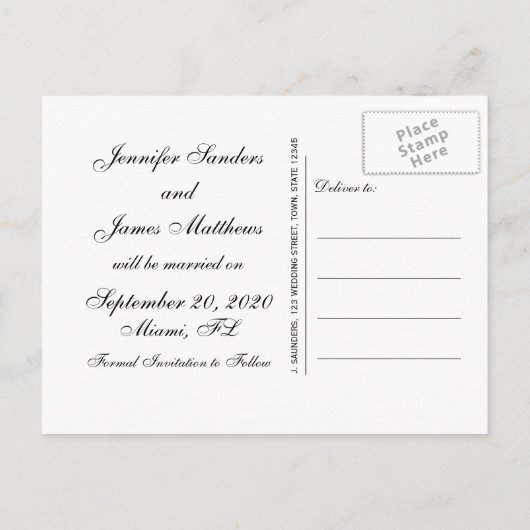 Elegant Monogram Sla de datum op Aankondigingskaart (Achterkant)