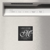 Elegant Monogram Sla de datummagneten op Magneet (Insitu (Vaatwasser))