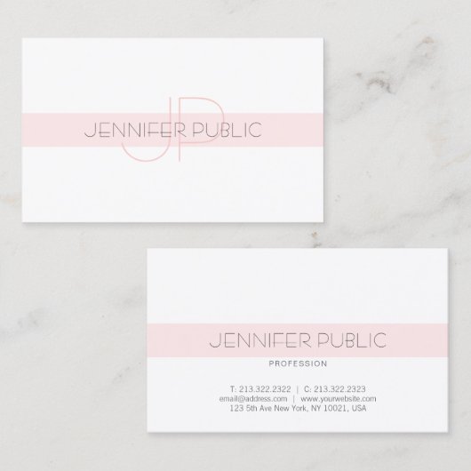 Elegant Monogram Slank Ontwerp Luxe Plain Visitekaartje (Voorkant / Achterkant)