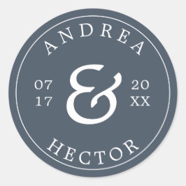 Elegant Monogram Smoky Navy Envelope Seal Ronde Sticker