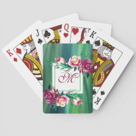 Elegant Monogram Spelkaartjes Bloemen Pokerkaarten