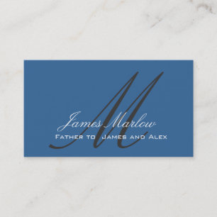 Elegant Monogram Steel Blue Dad Calling Card Contactkaartje