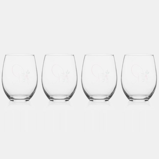 Elegant Monogram Stemless wijnglazen Wijnglas Zonder Voet (Achterkant)