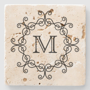 Elegant  monogram stenen onderzetter
