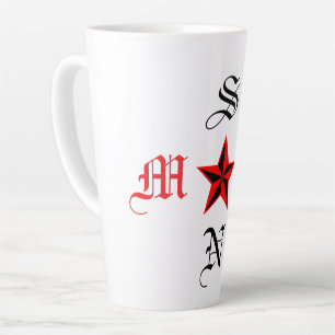 Elegant Monogram Ster Moeder Zoon Latte Mok Design